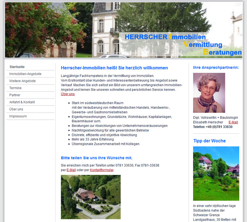 Internetseite Herrscher-Immobilien in Offenburg