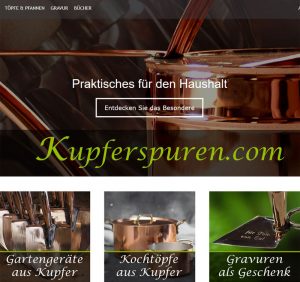 Gartengeräte und Kochtöpfe aus Kupfer