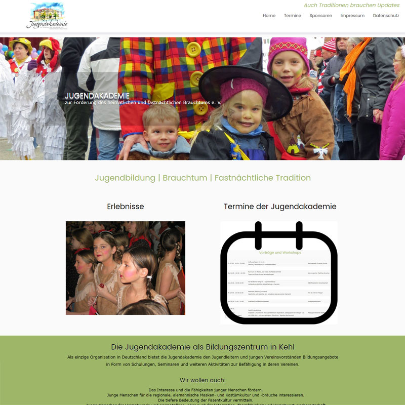 Bild der Internetseite der Jugendakademie e. V. in Kehl