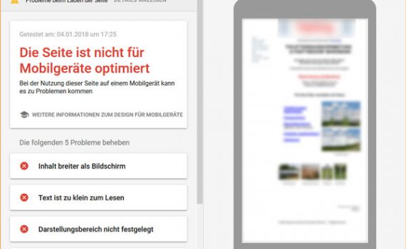 Nicht mobilfähige Homepage Beispiel